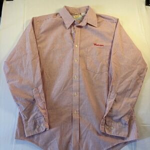 Budweiser Exemplary by Riverside Striped Button Down Shirt Red White Men 34 35